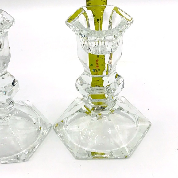 Vintage set of 2 crystal candle holders. 4 1/2” X 3 1/2” - Picture 3 of 4